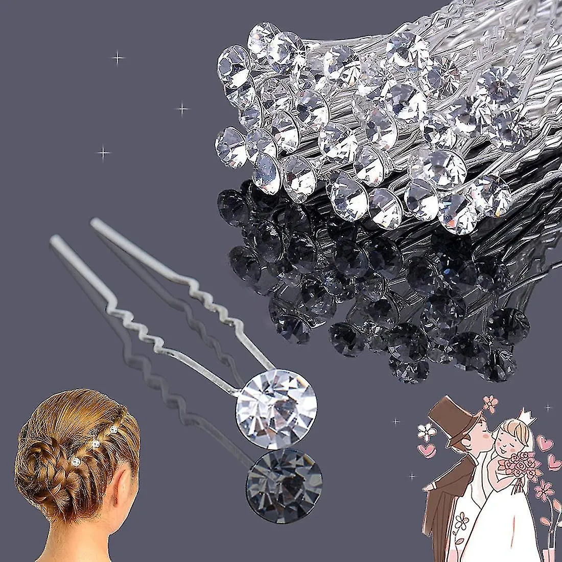 30pcs Rhinestone Hair Pins, Xcozu Hair Pins Accesorios para el cabello de boda Rhinestone, accesorios para el cabello Damas de h