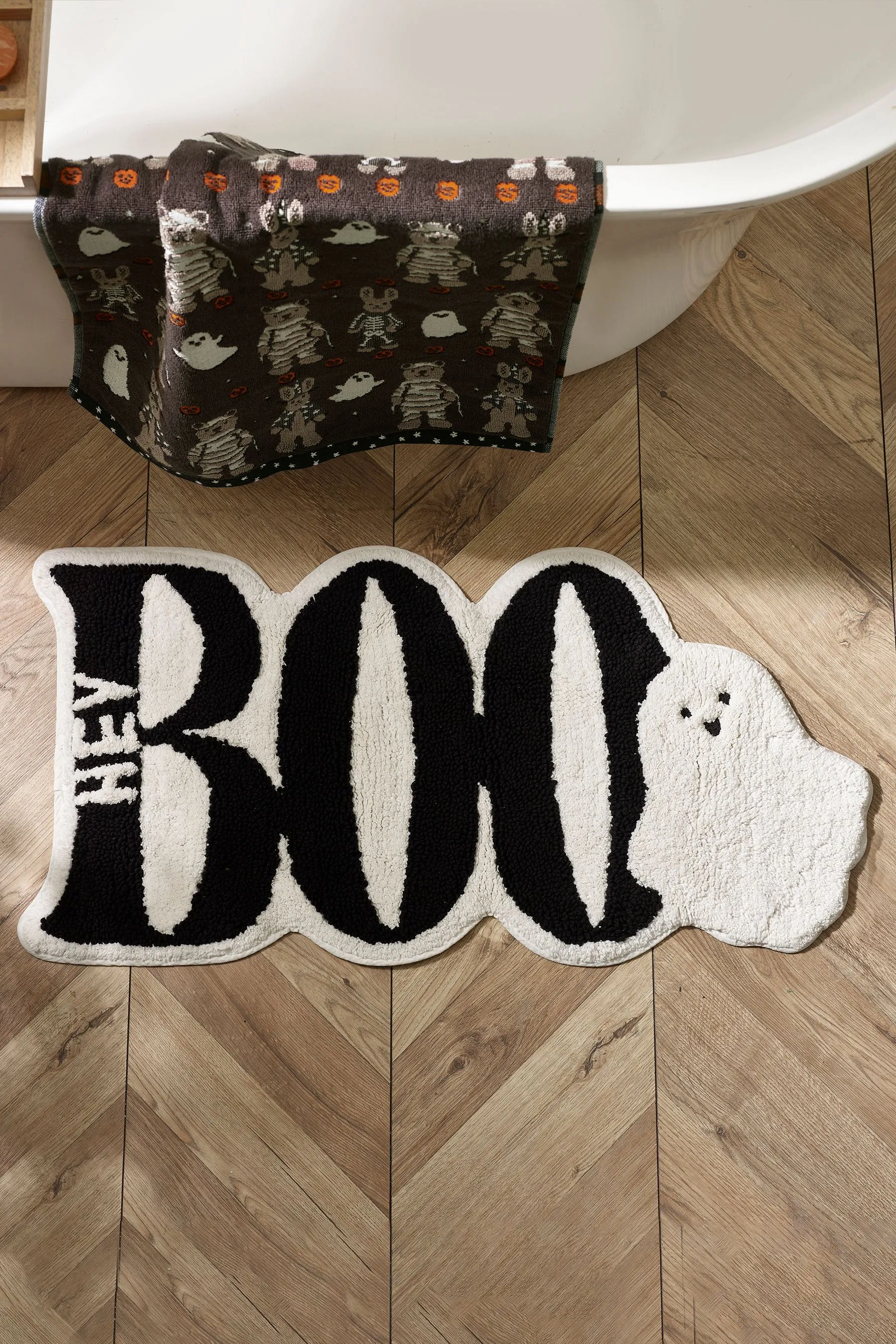 Alfombra de baño de algodón 100 % con diseño de fantasmas de Halloween