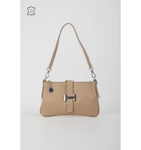 bandolera de piel blubas - taupe