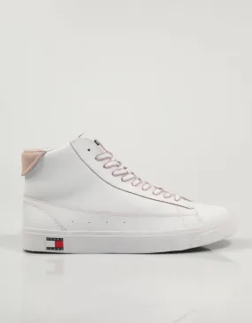  baskets TOMMY HILFIGER Tommy Jeans Mid Leather Varsity en Blanc 79905