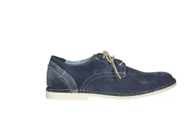 Blucher Nobuck Azul Picaditos Talon Pieza Piel