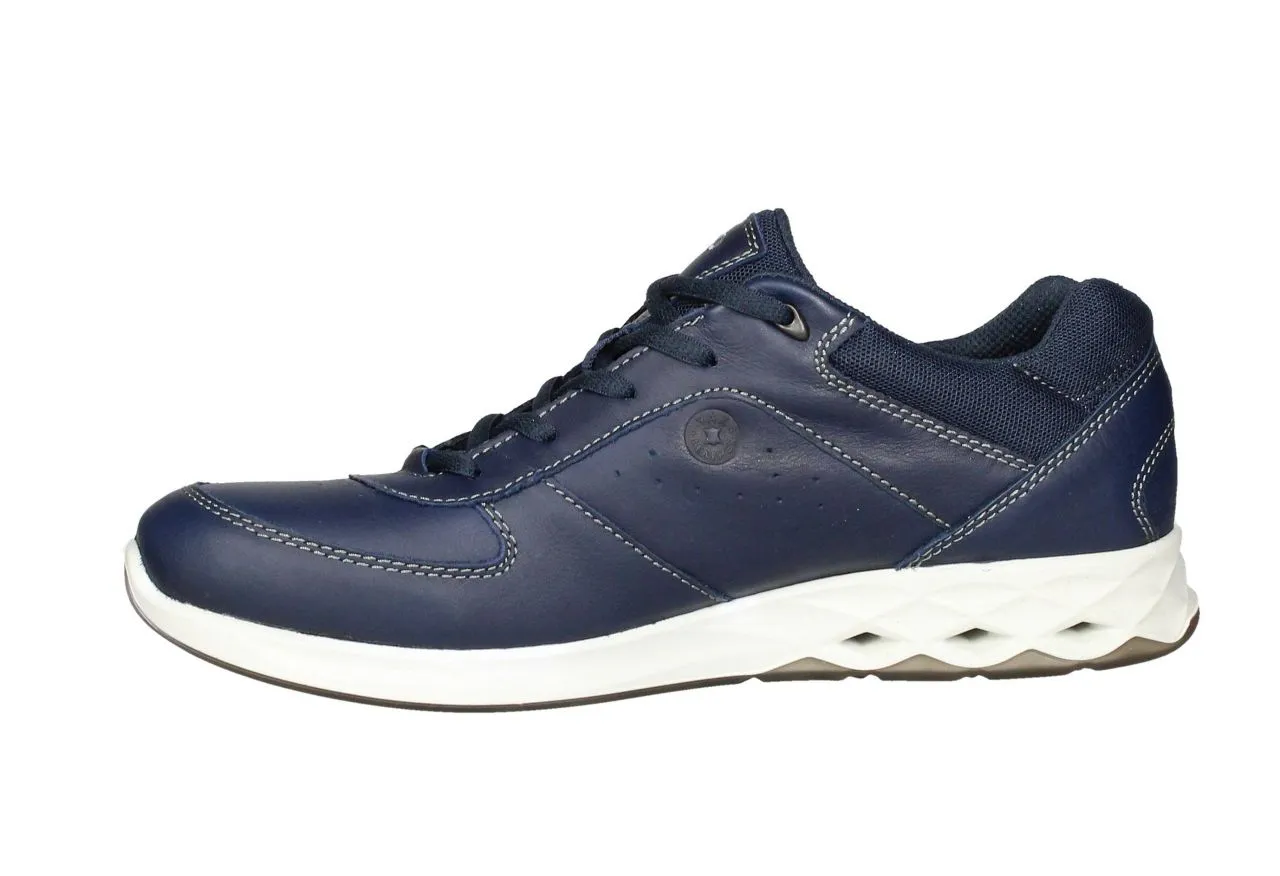 Blucher Piel Azul Cuello Rejilla Piso Calados Rombos