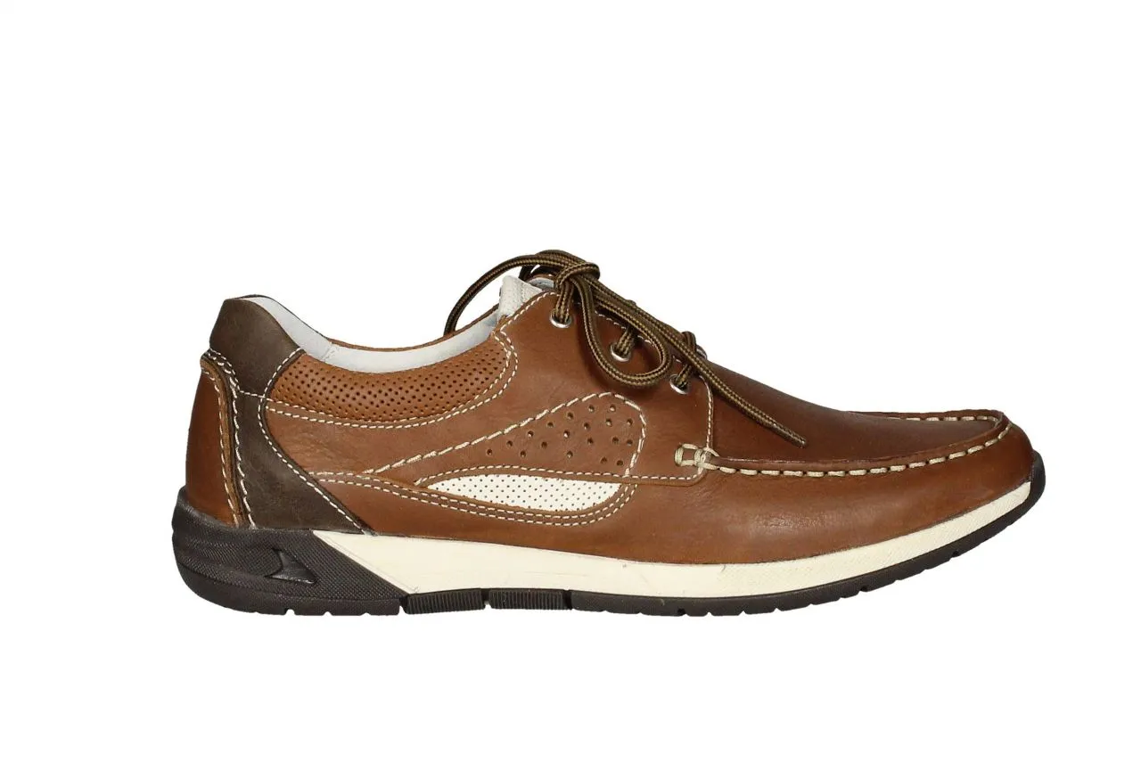 Blucher Piel Marron Bordon Lado y Cuello Picadito Piso Blanc