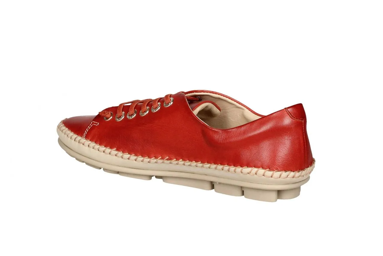 Blucher Piel Rojo Cordones Elasticos Bajo Cosido