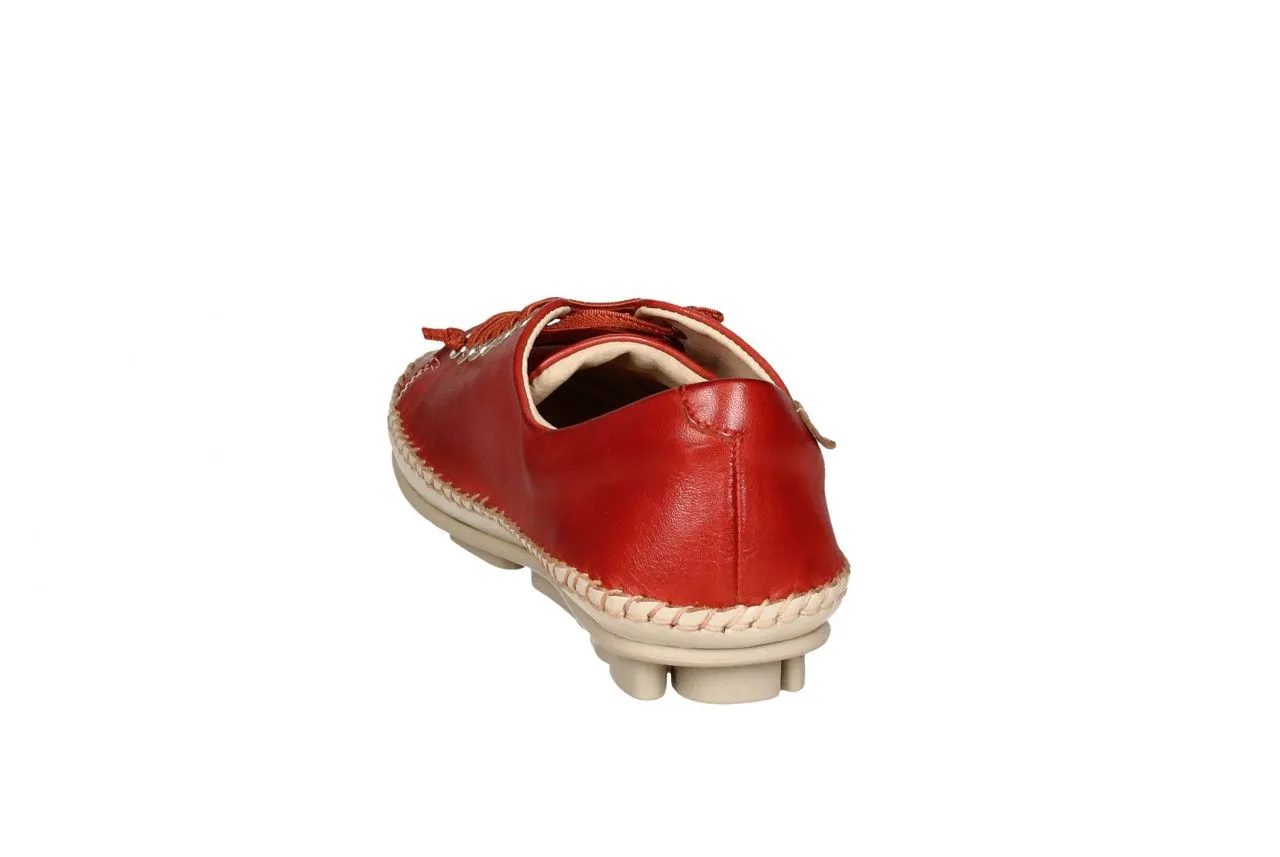 Blucher Piel Rojo Cordones Elasticos Bajo Cosido