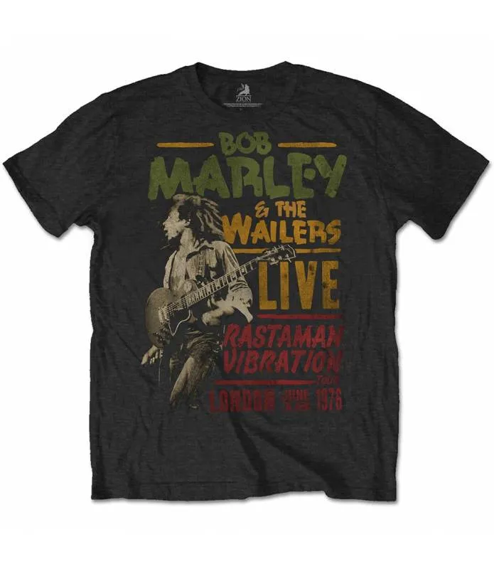 Bob Marley Rastaman Tour Camiseta Licencia Oficial Manga Corta Men Chico Rockoff