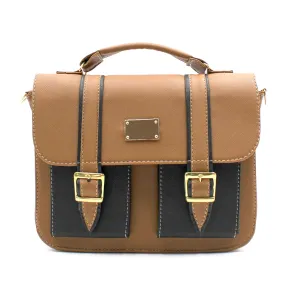 Bolsa Satchel Asa simple Color Camel Exterior Piel sintética de RBCOLLECTION