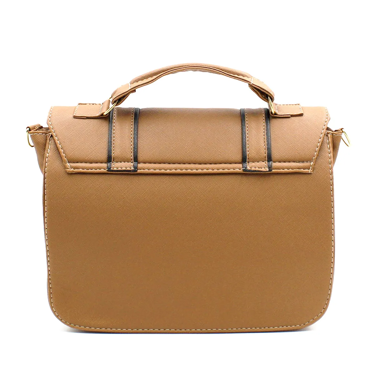 Bolsa Satchel Asa simple Color Camel Exterior Piel sintética de RBCOLLECTION