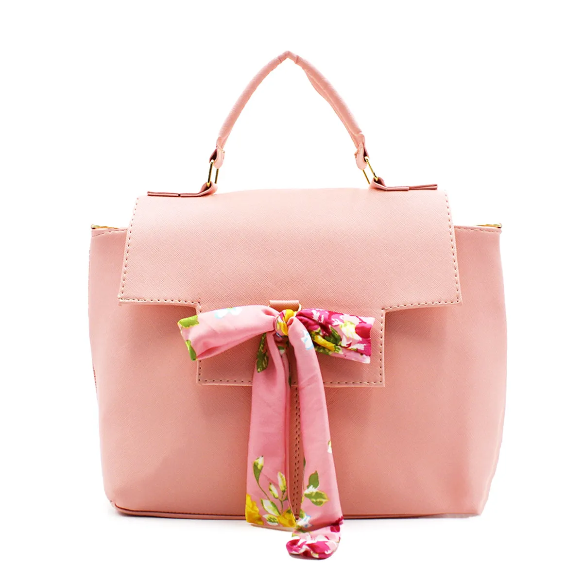 Bolsa Satchel Asa simple Color Rosa Exterior Piel sintética de RBCOLLECTION