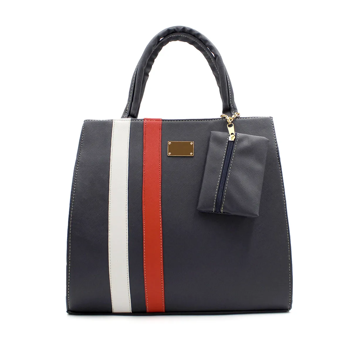 Bolsa Satchel Doble asa Color Azul Exterior Piel sintética de RBCOLLECTION