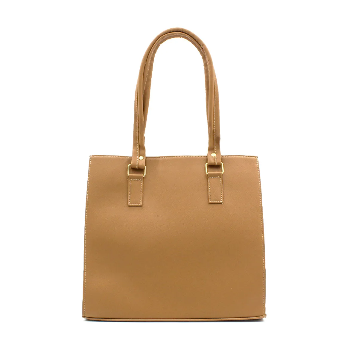 Bolsa Satchel Doble asa Color Camel Exterior Piel sintética de RBCOLLECTION