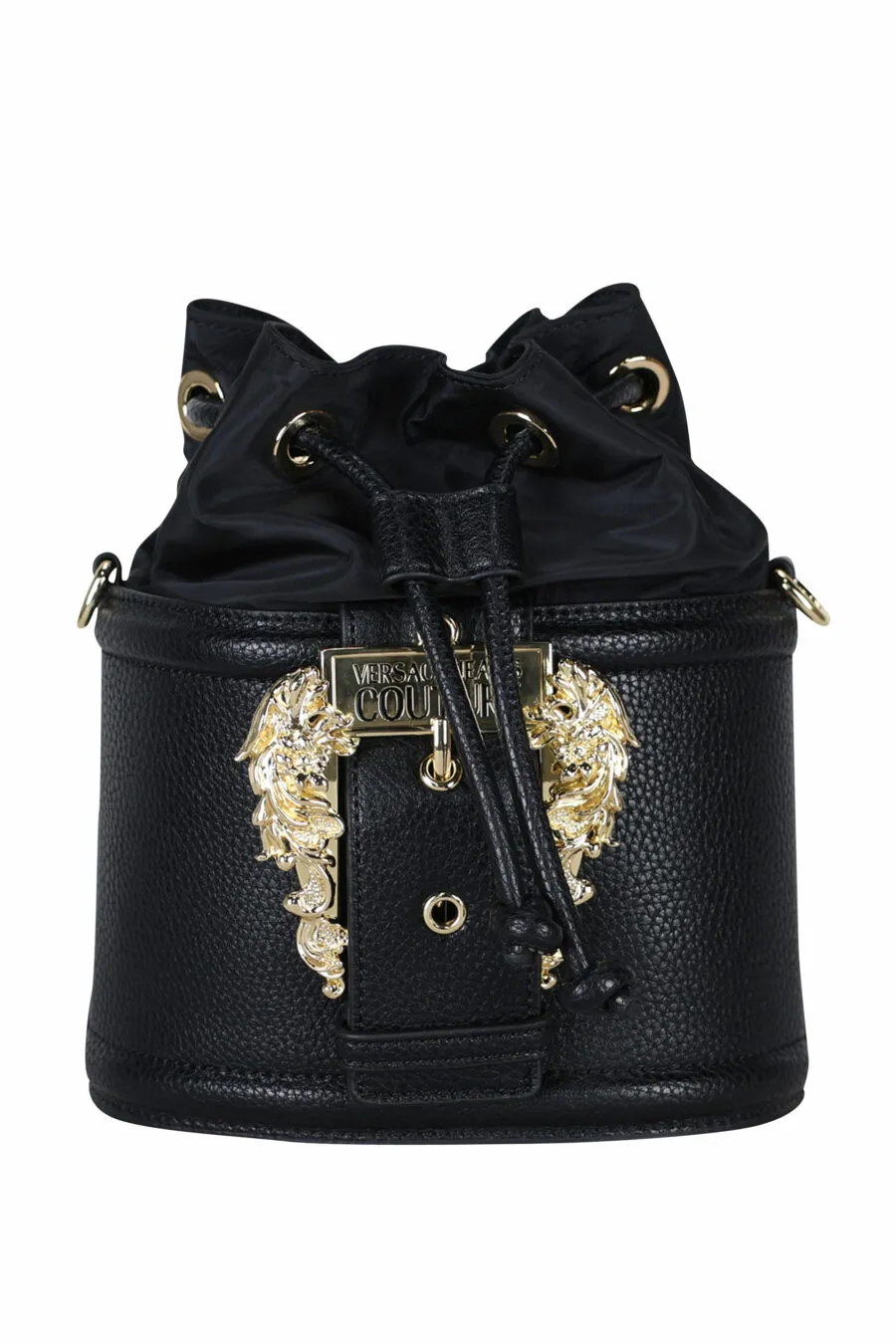 Bolso bandolera negro estilo saco con hebilla barroca y cadena