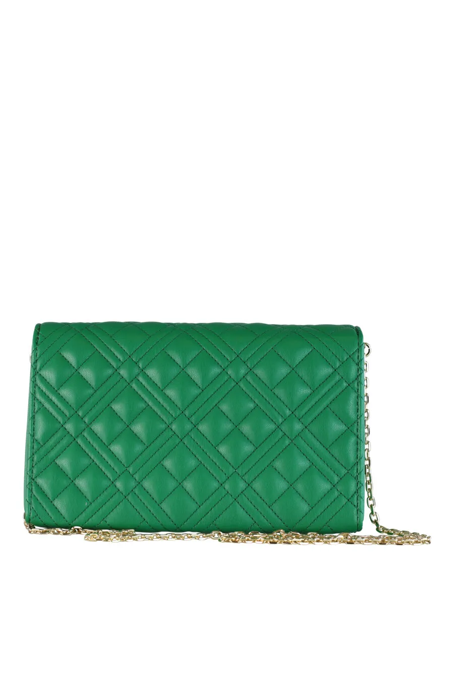 Bolso bandolera verde acolchado con cadena y logo 