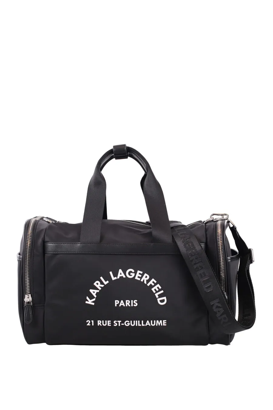 Bolso negro de viaje con logo 