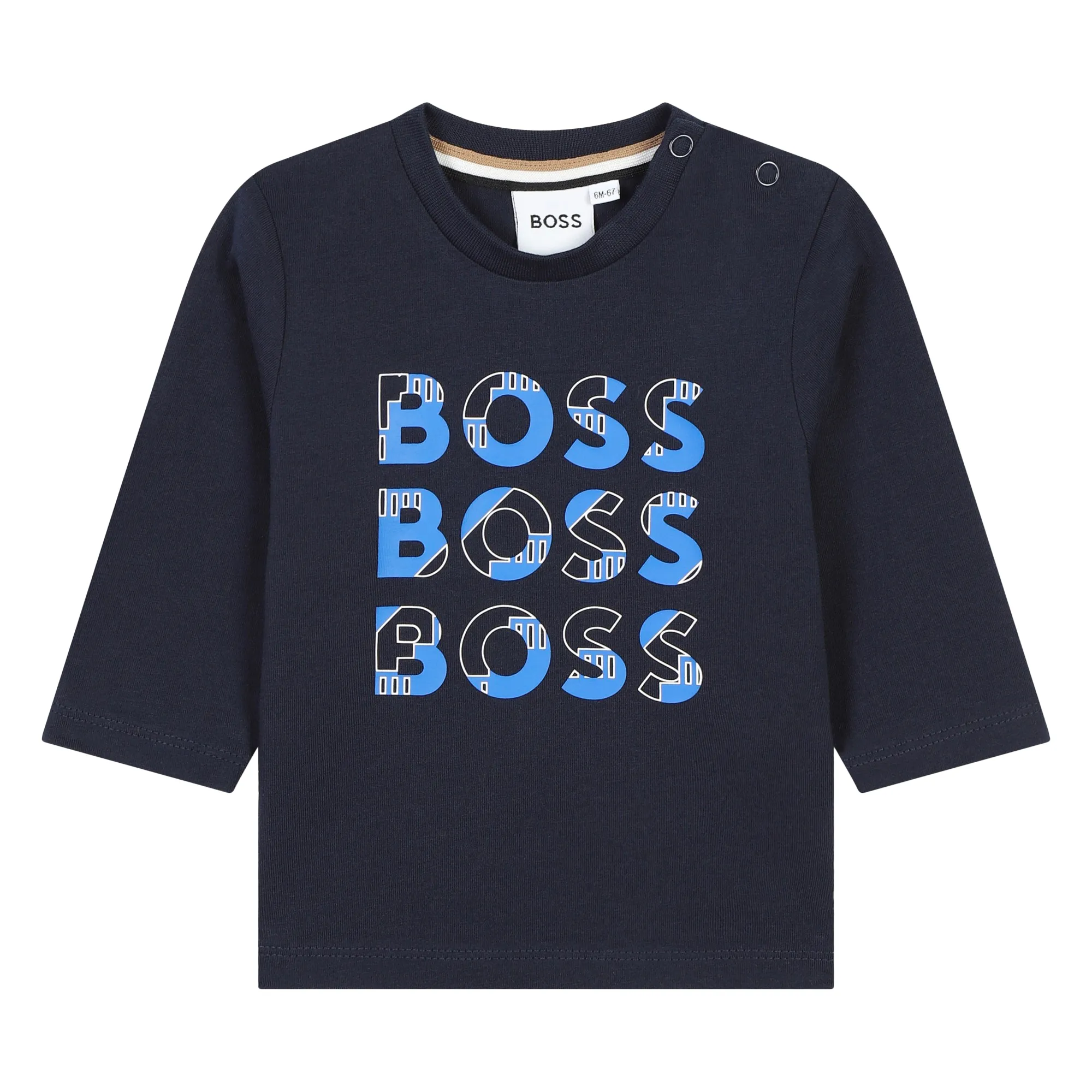 BOSS Camiseta de algodón multilogo