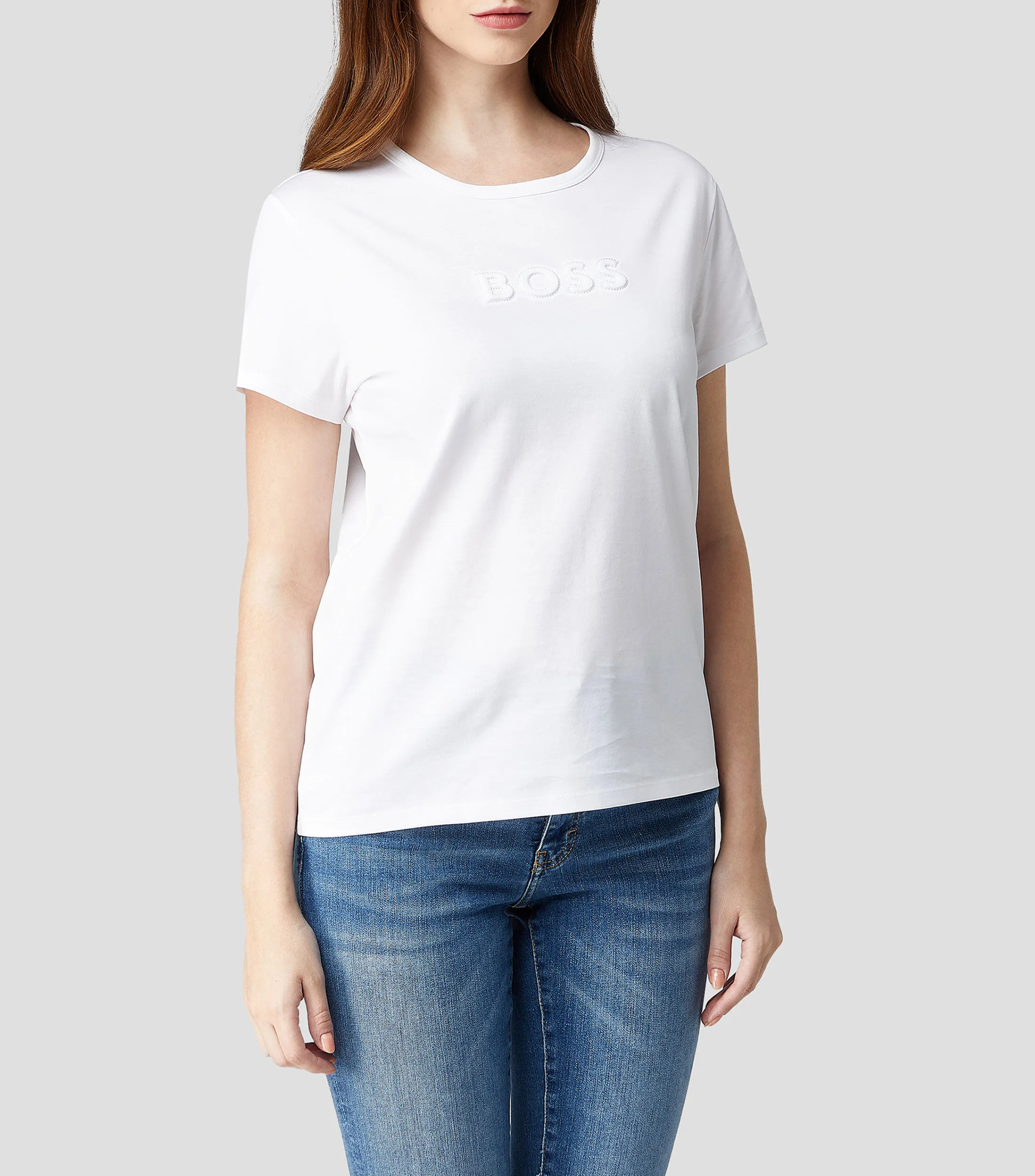 Boss Playera cuello redondo manga corta con logo Mujer