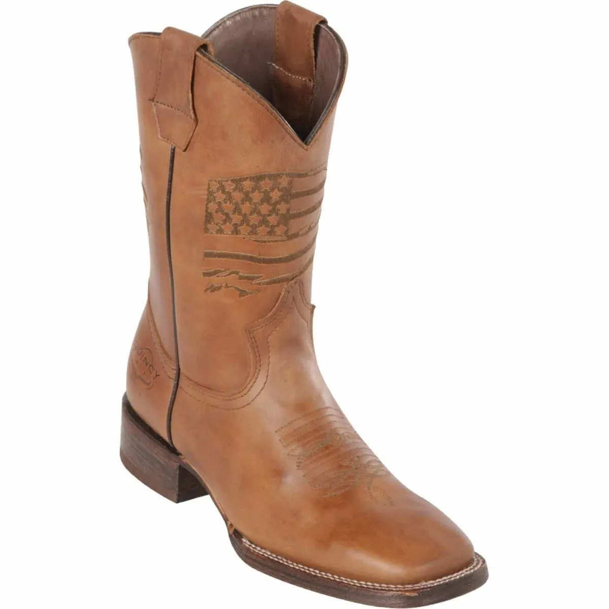 Botas de Cuero Grasso Bandera USA Horma Rodeo Cuadrada Q822A8359