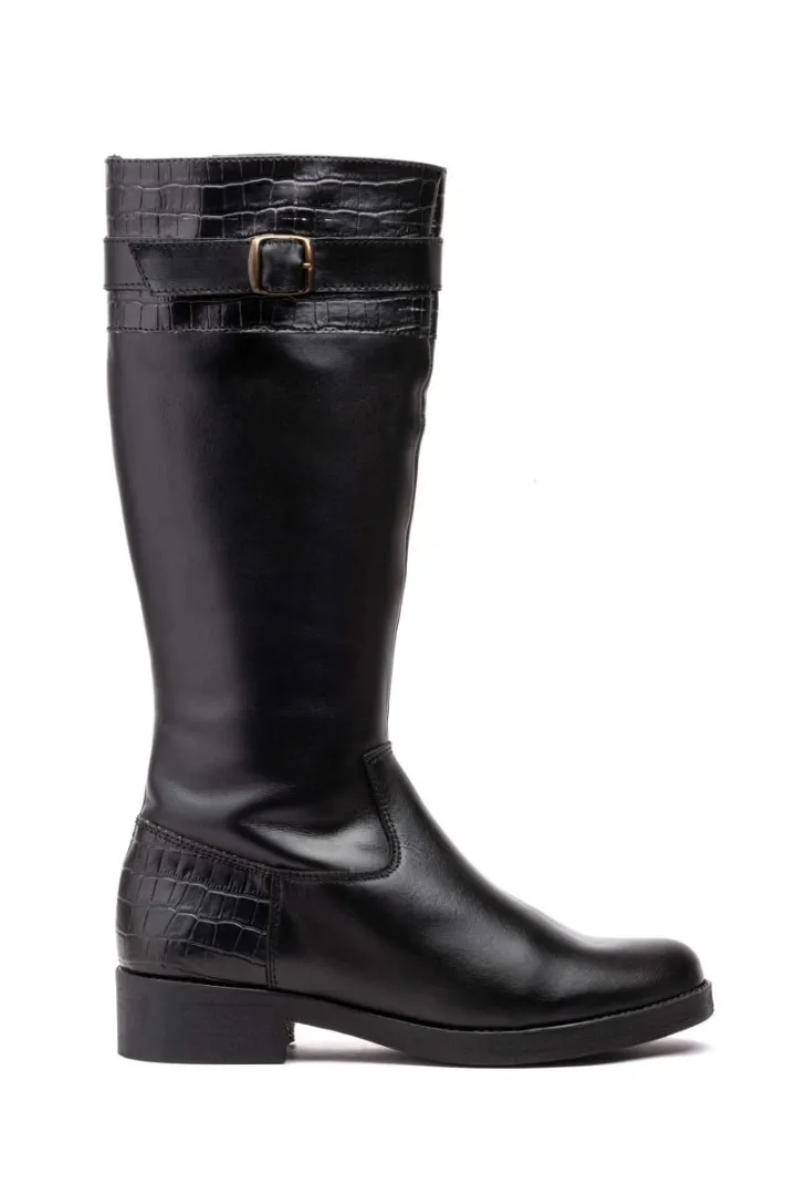 Botas Mujer Piel Negro con cremallera