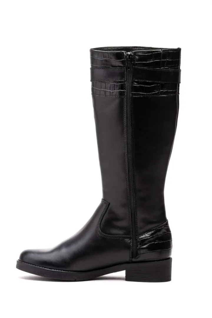 Botas Mujer Piel Negro con cremallera