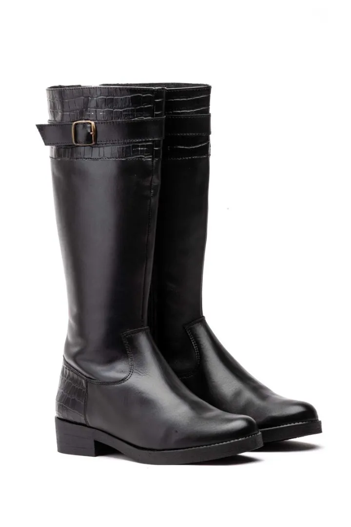 Botas Mujer Piel Negro con cremallera