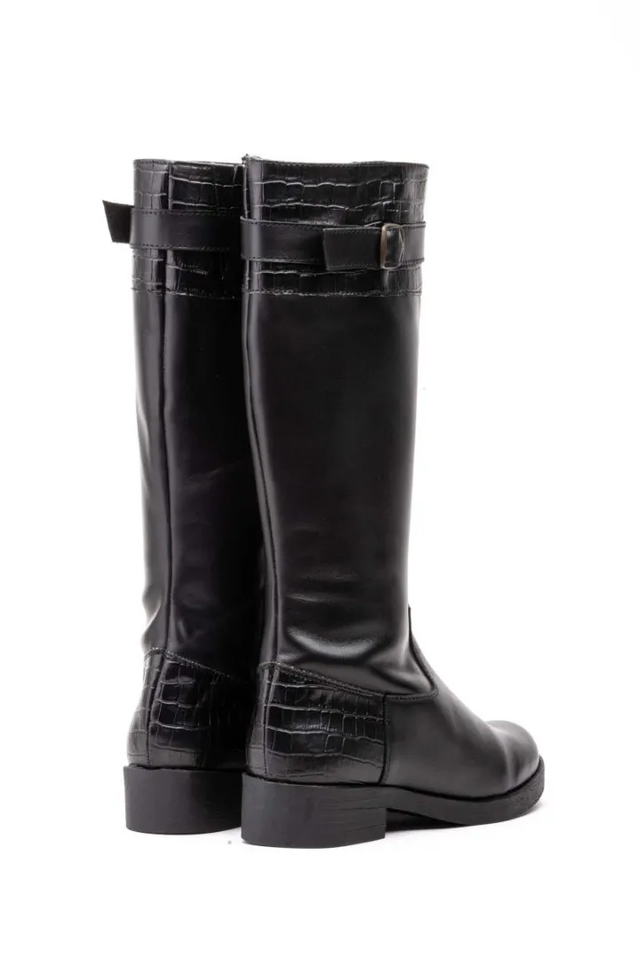 Botas Mujer Piel Negro con cremallera