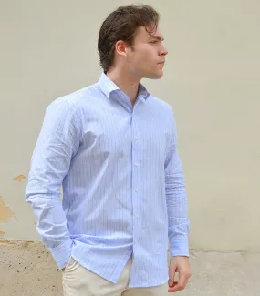 Camisa Algodón Lino Raya Marino