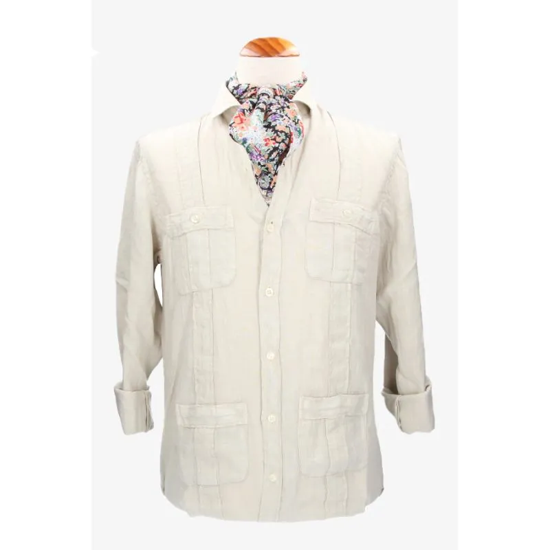 Camisa Cubana beige lino