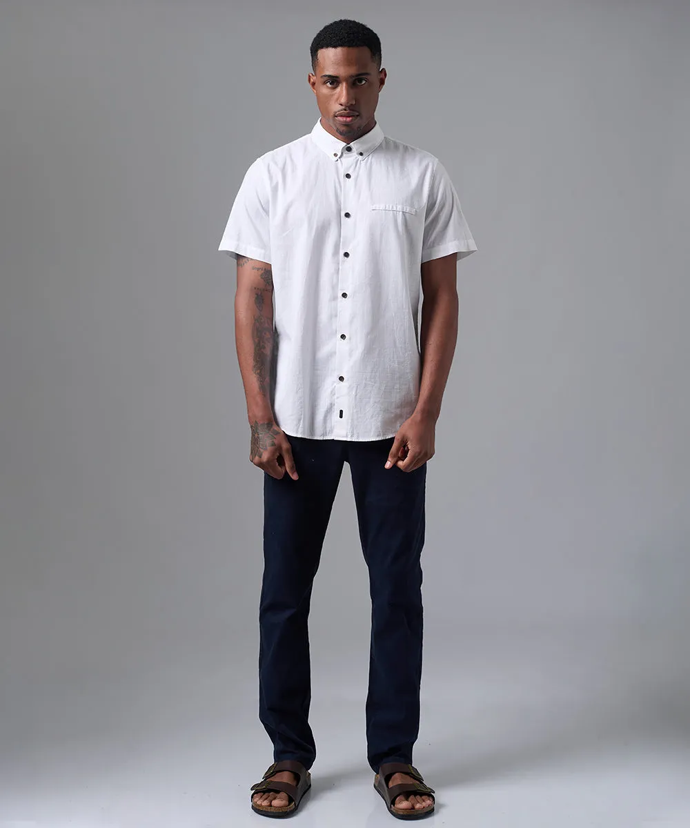 CAMISA MANGA CORTA CASUAL LOOK LINO CR BUTTON DOWN CLASSIC FIT BLANCO PV25