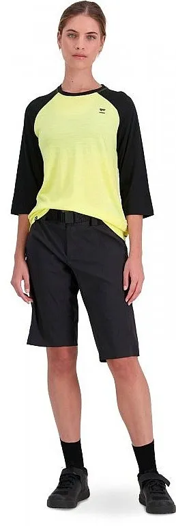 camisa Mons Royale Tarn Merino Shift Raglan - Black/Limelight - women´s