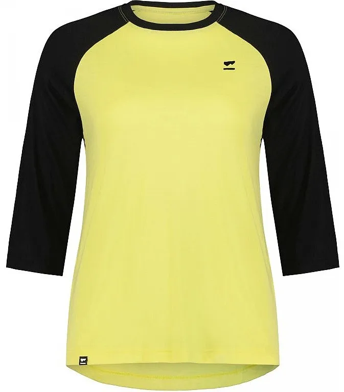 camisa Mons Royale Tarn Merino Shift Raglan - Black/Limelight - women´s