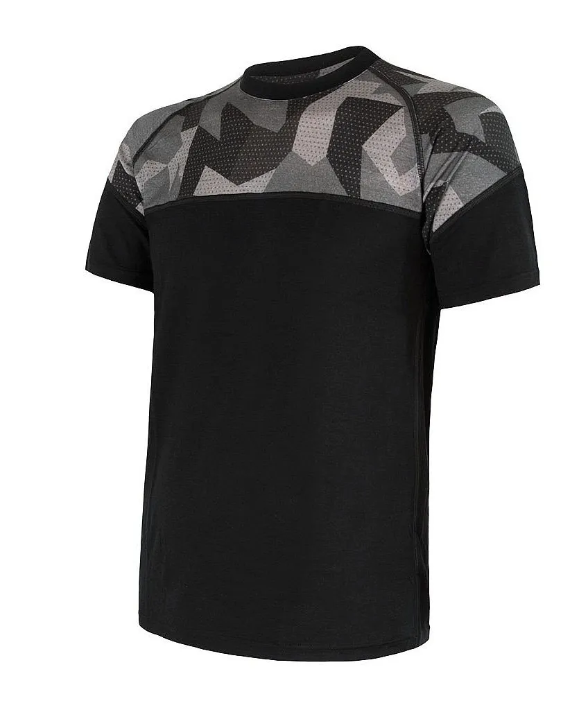 camisa Sensor Merino Impress - Black/Camo