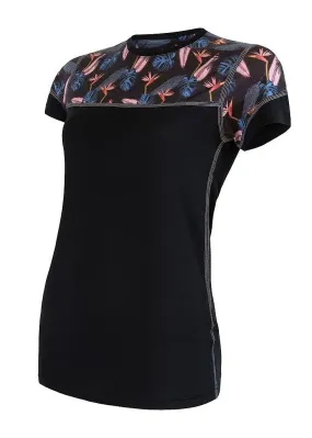 camisa Sensor Merino Impress - Black/Floral - women´s