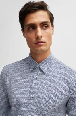 Camisa slim fit de algodón estampado con elástico técnico