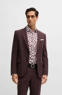 Camisa slim fit de popelín de algodón elástico con estampado floral