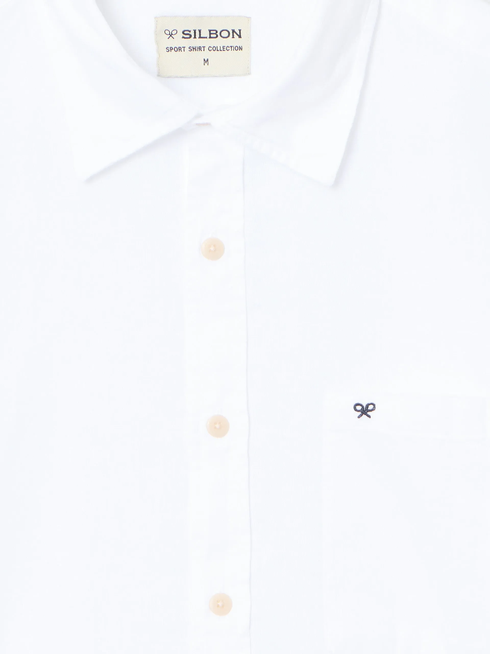 Camisa sport lino manga corta blanca