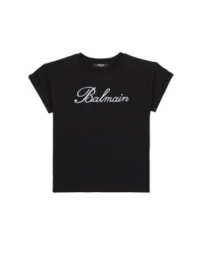 Camiseta de manga corta Balmain Signature de strass