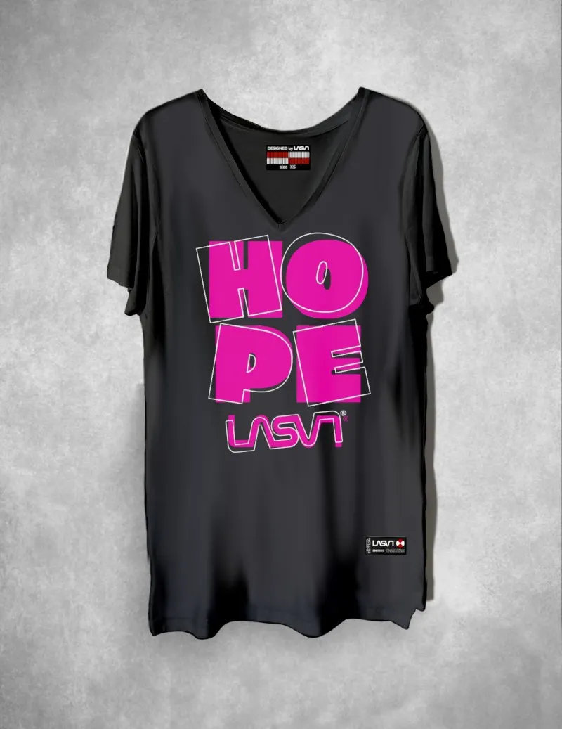 Camiseta de mujer Lasal larga HOPE negro desgastado