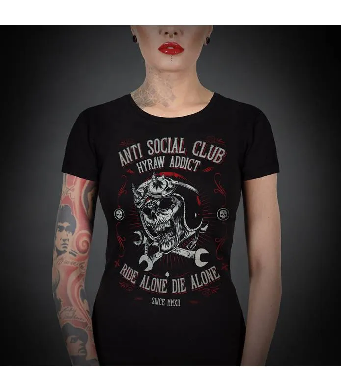 Camiseta Manga Corta Antisocial Club Mujer| HYRAW | SU23-W02