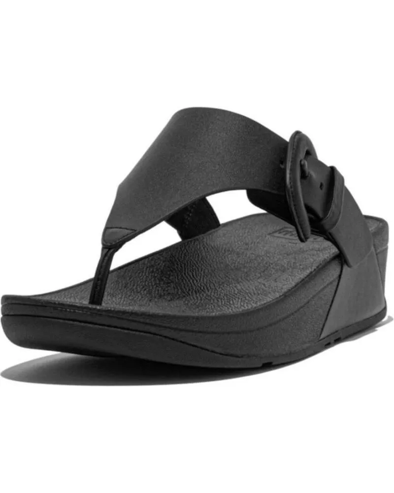 Chanclas FITFLOP  de Mujer LULU COVERED-BUCKLE TOE-POST NEGRA  NEGRO