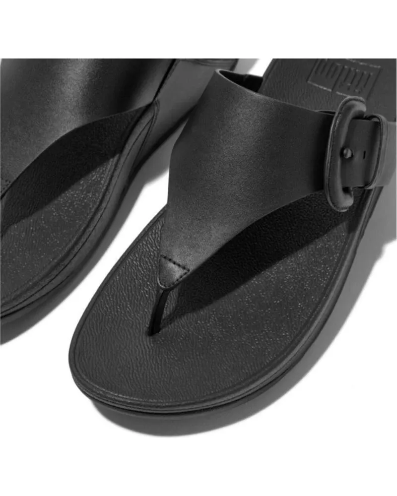 Chanclas FITFLOP  de Mujer LULU COVERED-BUCKLE TOE-POST NEGRA  NEGRO