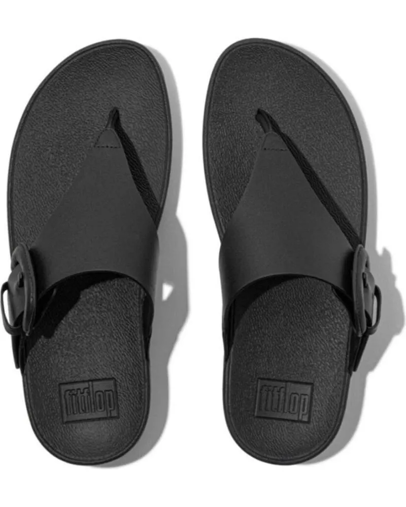 Chanclas FITFLOP  de Mujer LULU COVERED-BUCKLE TOE-POST NEGRA  NEGRO