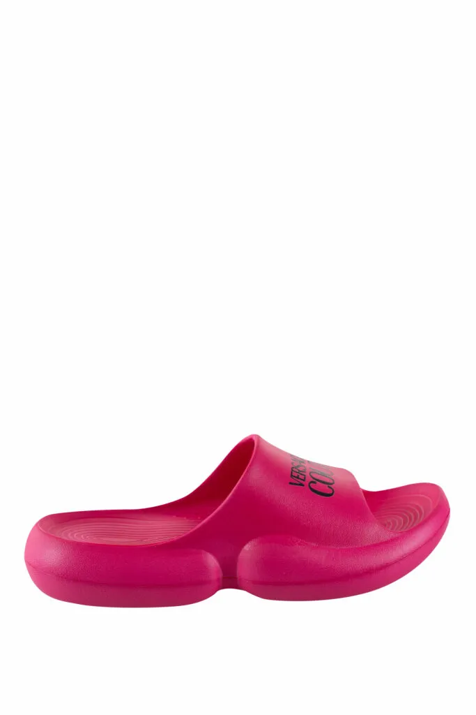 Chanclas fucsia de goma con plataforma