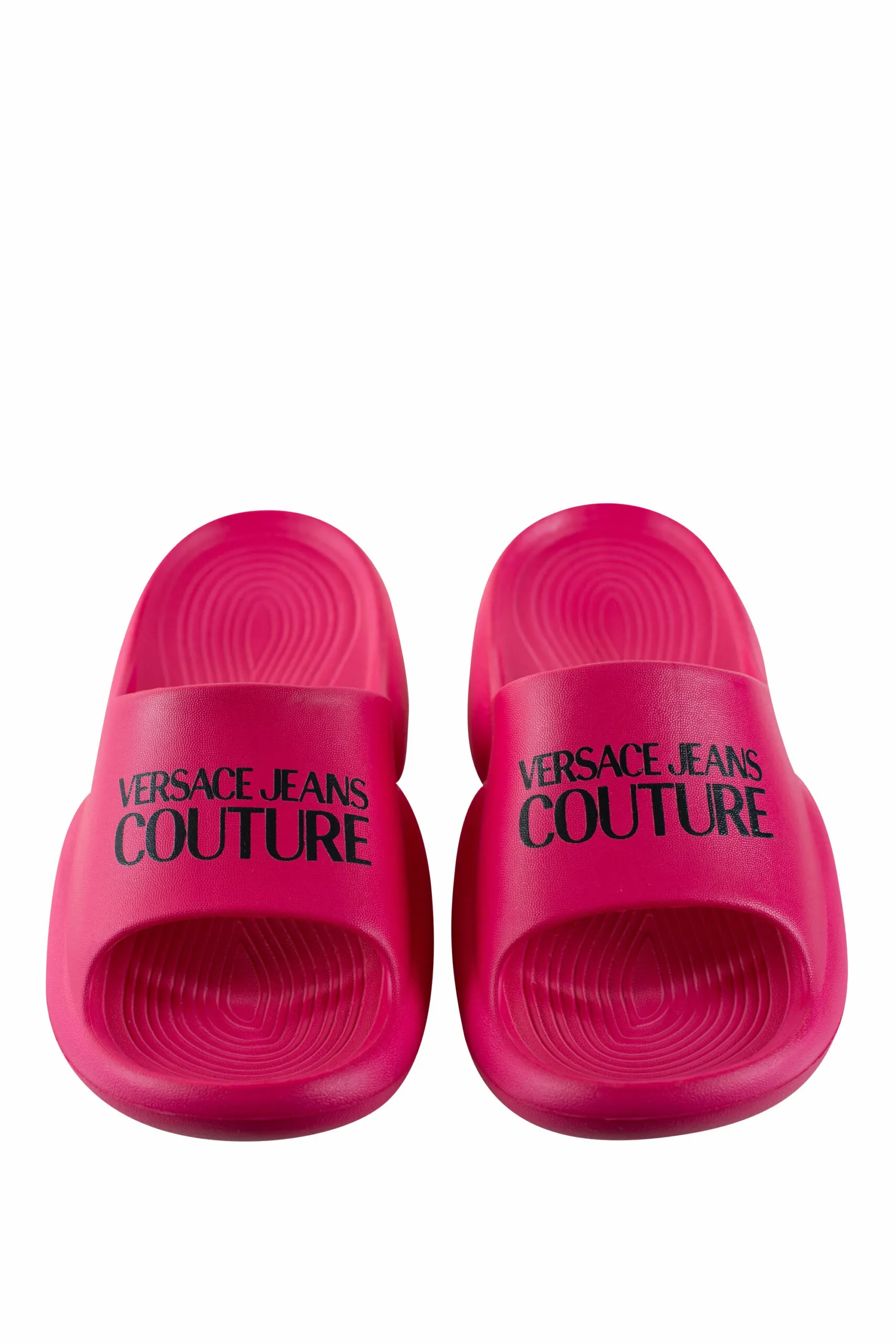 Chanclas fucsia de goma con plataforma