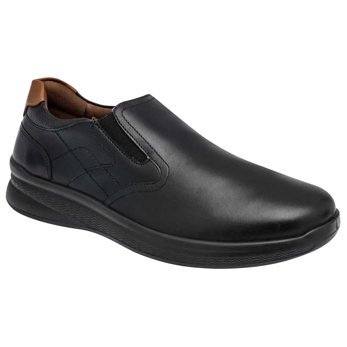 Confort y diabético Exterior Piel Color Negro Con Camel Para Hombre De Flexi