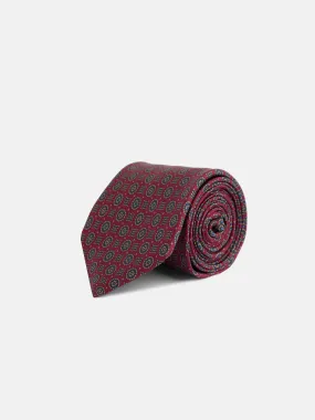 Corbata estampado geometrico contraste burdeos