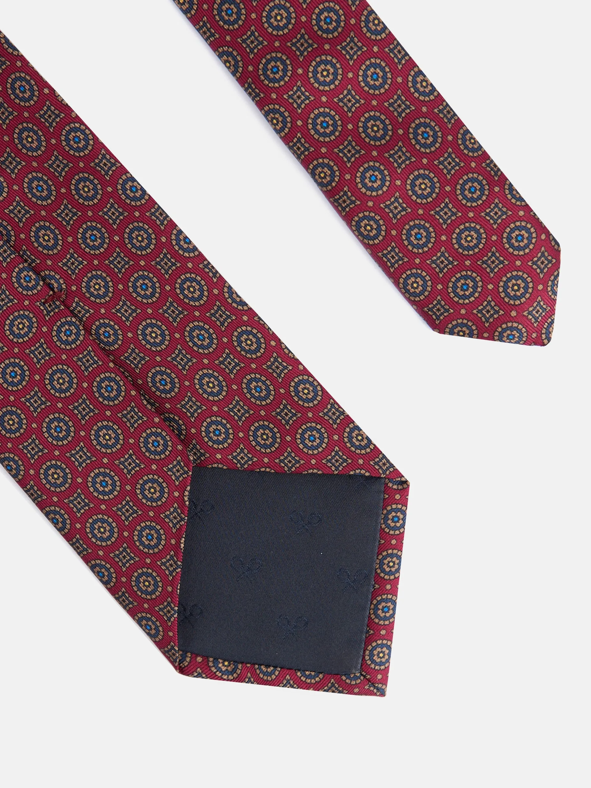 Corbata estampado geometrico contraste burdeos