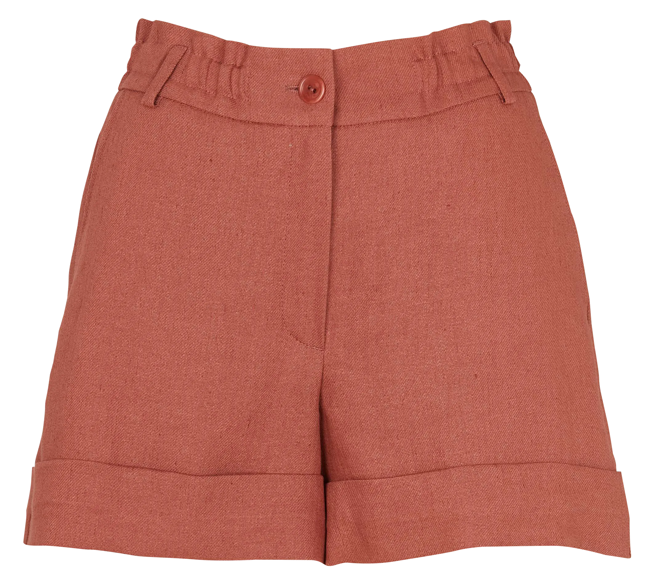 COTELAC Short recto de mezcla de lino en marron