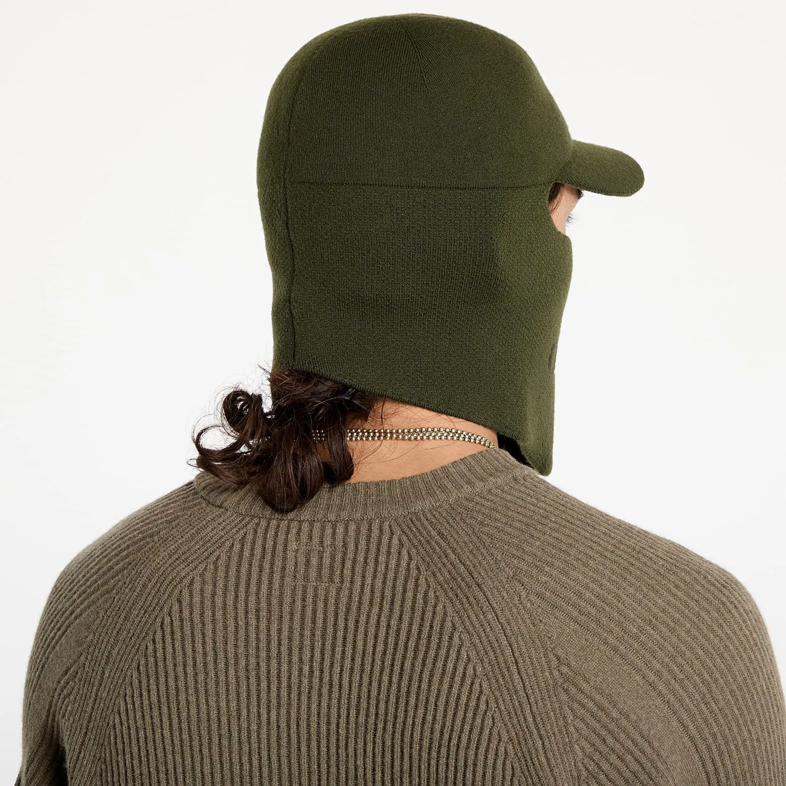 C.P. Company Extrafine Merino Wool Visor Neck Hat Green