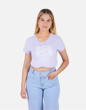 Crop regular fit manga corta lila