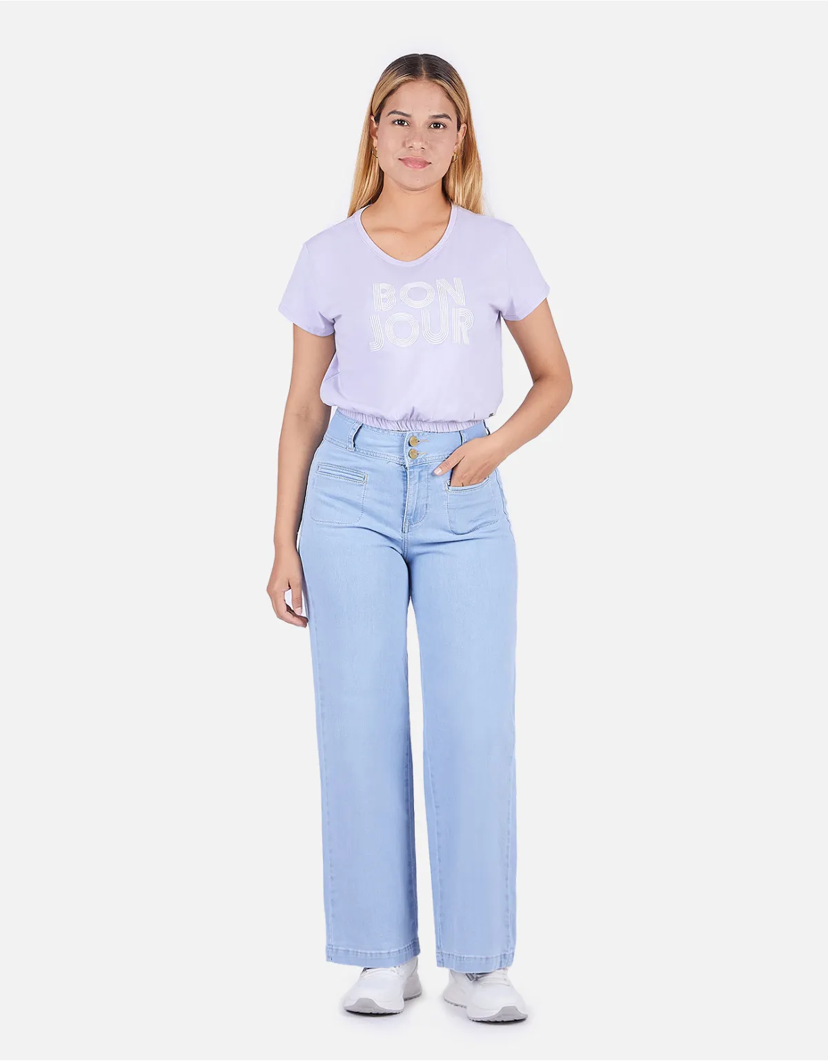 Crop regular fit manga corta lila